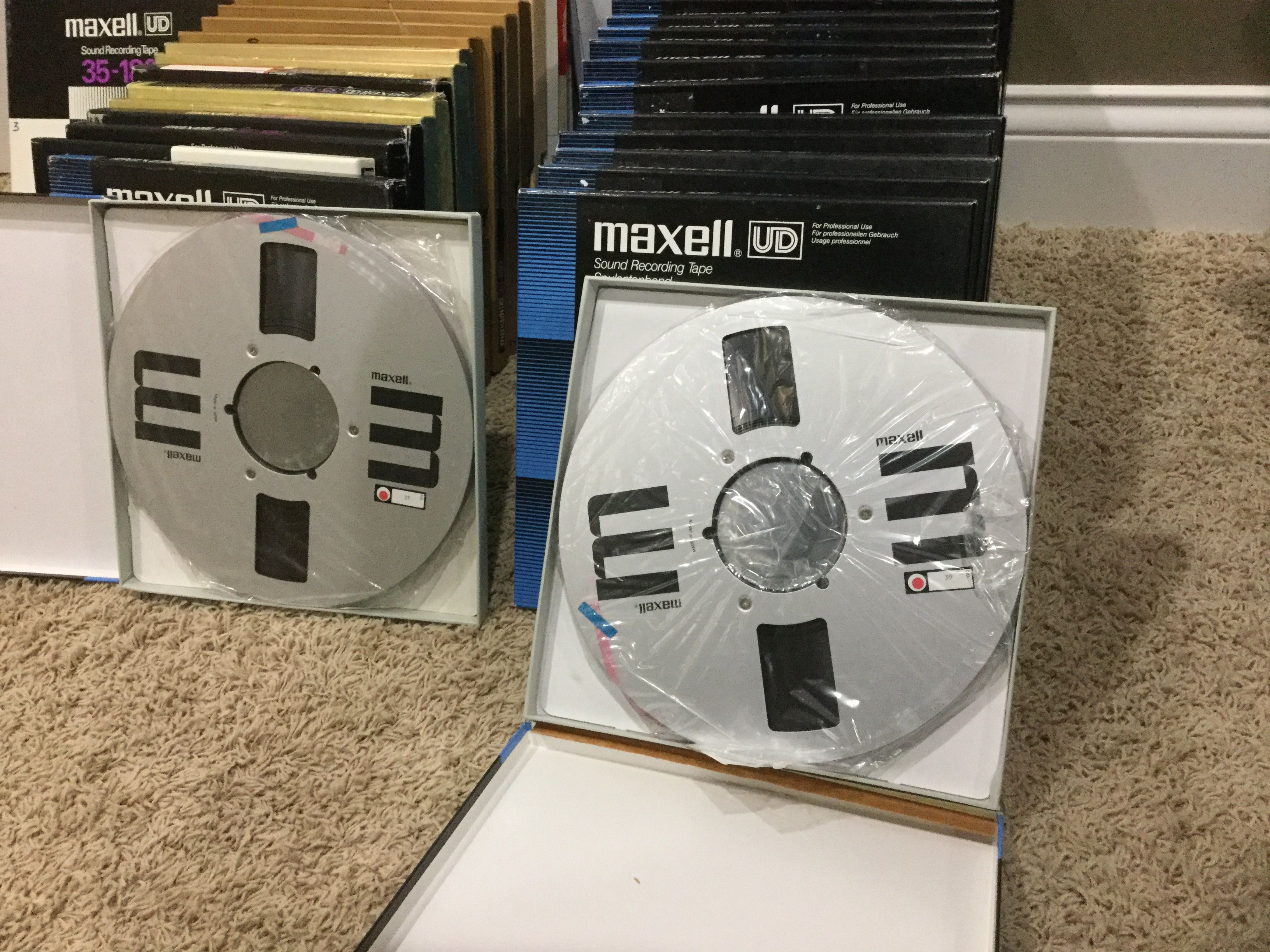 LOT of 6 GOLD BOX MAXELL UD 35-180 REEL TO REEL TAPES 10.5 METAL REEL 3600  FT