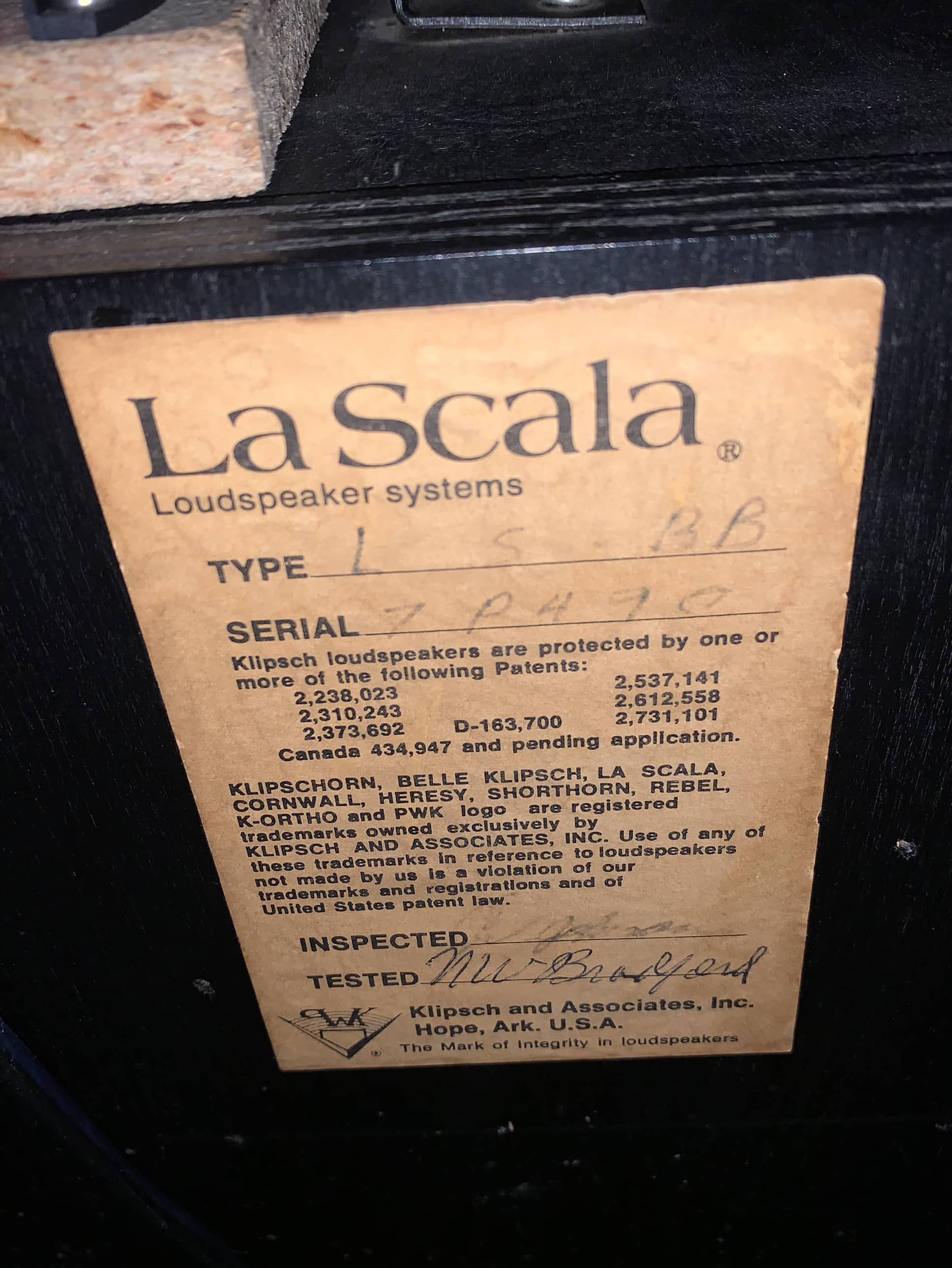 FS 1976 Black Klipsch LaScala’s - Garage Sale - The Klipsch Audio Community