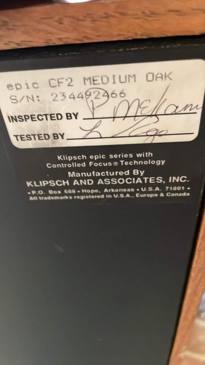 Klipsch Epic CF-2 - $250 - Nacogdoches, TX - Alerts! - The Klipsch ...